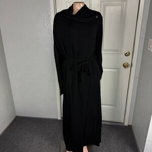 Lunya Pima Cotton Modal Cowl neck Women's Bath Robe Medium Knit Snap Tie QQ21